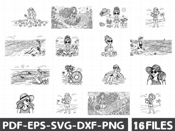 Beach Girl Summer SVG Bundle Graphics
