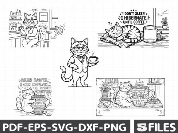 Cat Coffee Funny Quotes Graphics
