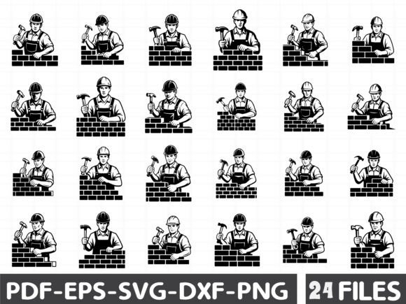 Construction Worker Clipart Svg Bundle Graphics for Crafting