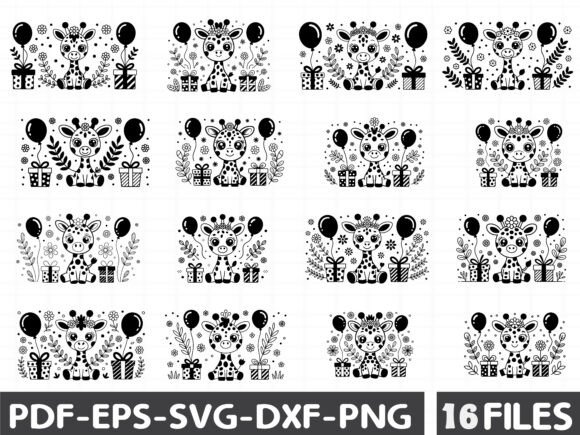 Cute Birthday Giraffe Graphics
