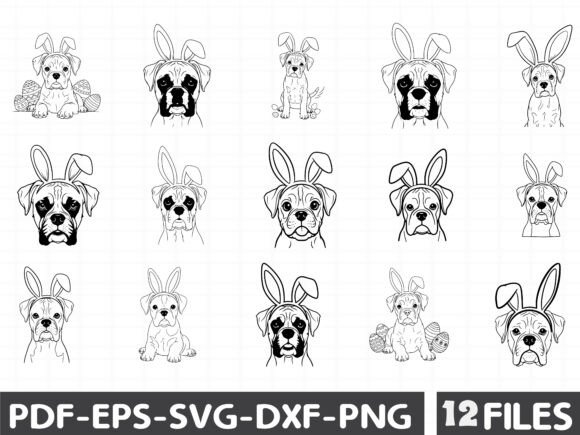 Cute Boxer Easter Dog SVG Graphics for Crafting
