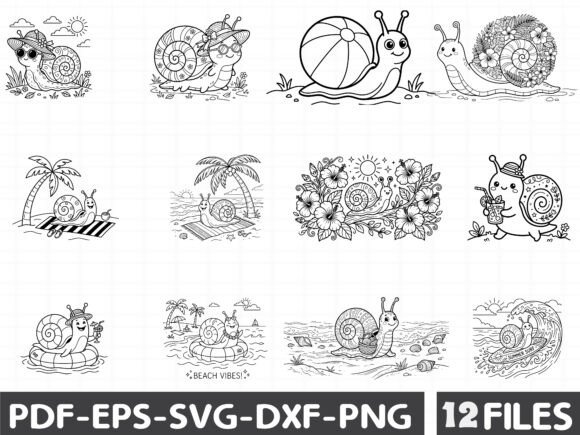 Cute Summer Snail Graphics for Crafters