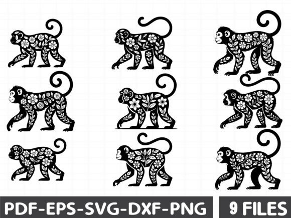 Floral Monkey Stencil Graphics for Local Branding