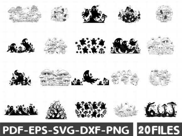 Mystical Black Ghost Mushrooms Graphics
