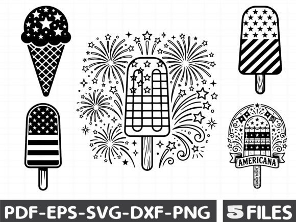 Patriotic Popsicle Ice Cream Summer Graphics