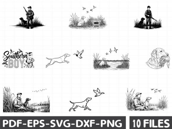 Southern Boy Duck Hunting Dog Graphics & Illustrations