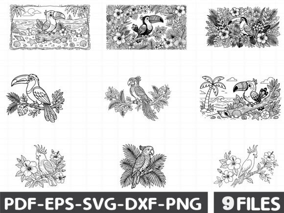 Summer Tropical Birds Clipart Graphics