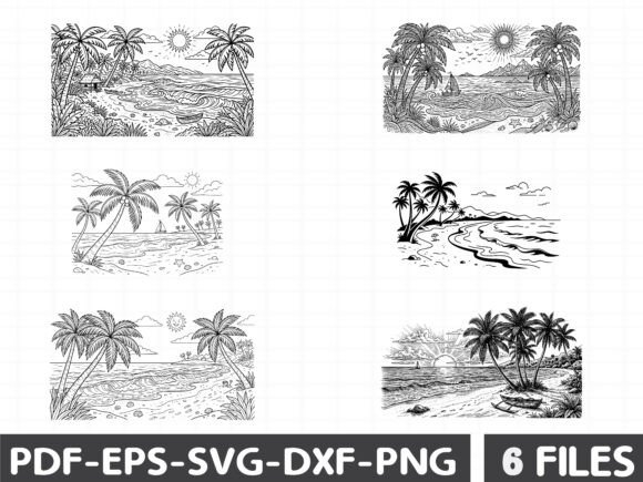 Tropical Beach SVG Graphics & Illustrations